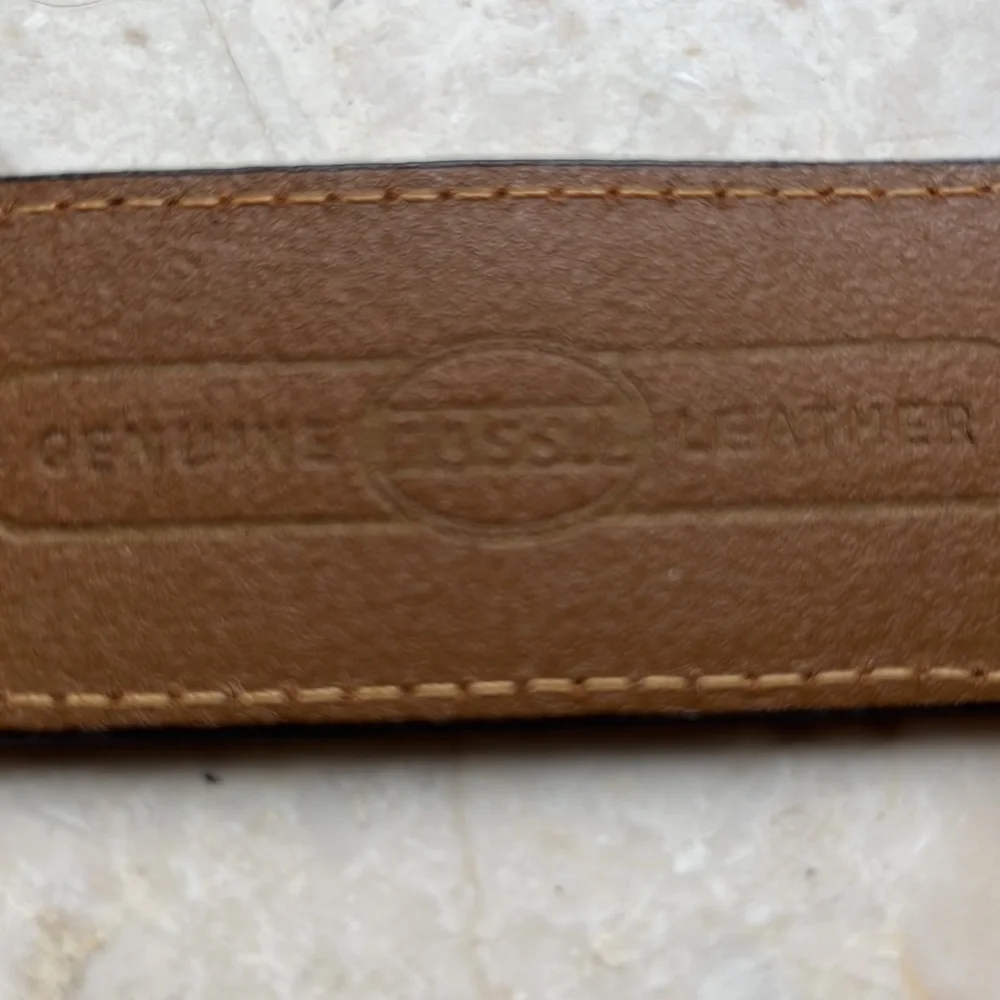 Fossil Multicolor Striped Logo Leather Belt - Red, Yellow, Blue, White